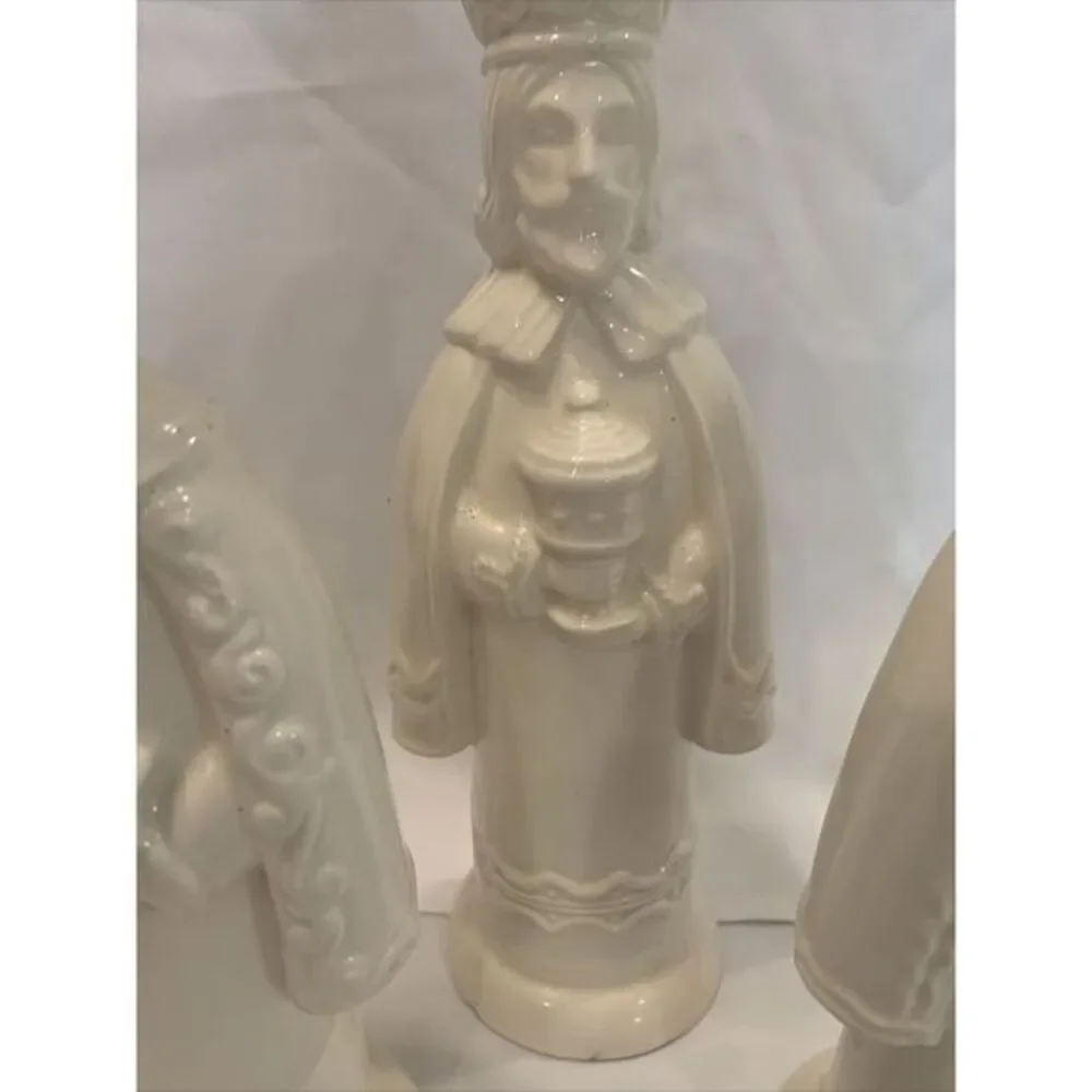 Three Wise Men Set of‎ 3 Ceramic Ivory Glazed Figures Christmas Decor MCM 11-10